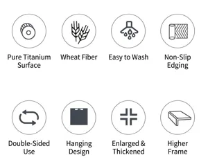 Detailed features of double-sided cutting board with pure titanium and wheat fiber