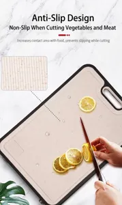 Close-up of non-slip texture on wheat fiber double-sided cutting board