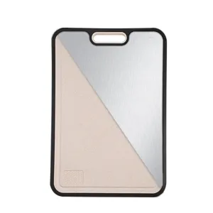 Double-sided titanium and wheat straw fiber cutting board with anti-slip edges