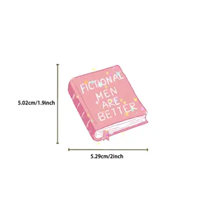 Detailed pink bookish sticker with dimensions showing 5.29cm by 5.02cm star film decal