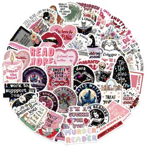 Detailed view of 50pcs bookish reading stickers with a holographic star film effect