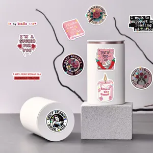 Set of aesthetic bookish stickers with starry holographic film finish