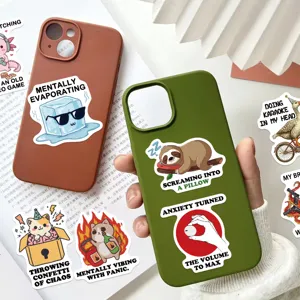 Set mit 50 Mental Health Doodle-Stickern auf Handyhüllen für kreative DIY-Dekoration