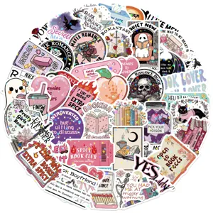 Collage of Bookish reading stickers featuring a shimmering star holographic film.