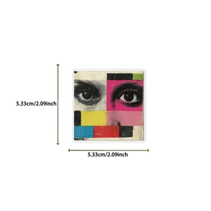 Τετράγωνο ρετρό pop art αυτοκόλλητο PET 5,33cm για DIY διακόσμηση χειροτεχνίας