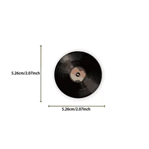 Close-up detail showing the 5.26cm diameter of vintage vinyl record PET sticker