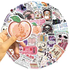 Close-up of holographic star film reading sticker featuring a peach design with a handprint