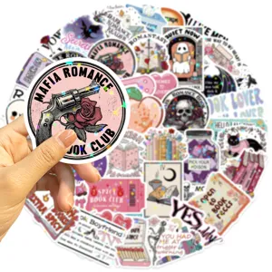 Close-up of waterproof holographic star film stickers with Bookish reading theme designs
