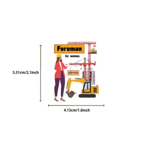 Vista dettagliata dell'adesivo da costruzione femminile con misure precise.