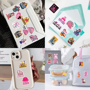 50 adesivi cartoon di donne ingegnere per laptop, custodia cellulare e decoro fai-da-te