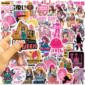 50 adesivi cartoon di operaie edili per decorazione DIY di laptop e bagagli personalizzati