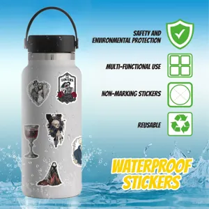 Pegatinas góticas de Halloween para botellas de agua, impermeables y reutilizables