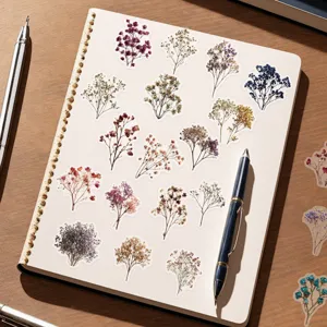 Vintage colorful dried flower PET stickers for creative journal and DIY decoration