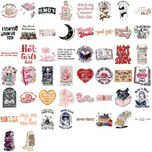 Collection of 50 holographic Bookish reading stickers for scrapbooking and laptop decor