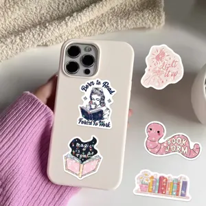 Aesthetic Bookish waterproof stickers with sparkling star film for DIY journals and phones.