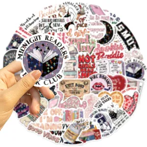 Close-up view of a Midnight Readers Book Club sticker from a 50pcs waterproof set