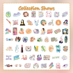 Assorted set of 60 cartoon beauty and skincare stickers for DIY journal decoration