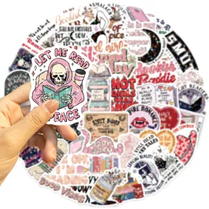 Detailed view of bookish themed waterproof stickers with star film finish for journals