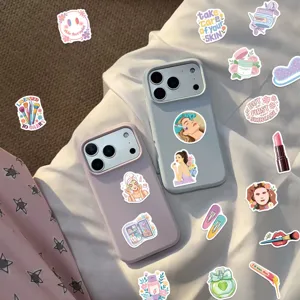 Detailed view of aesthetician skincare stickers applied on mobile phone cases