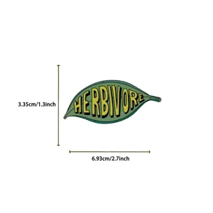 Vue détaillée de la taille de l'autocollant feuille herbivore de 2,7x1,3 pouces