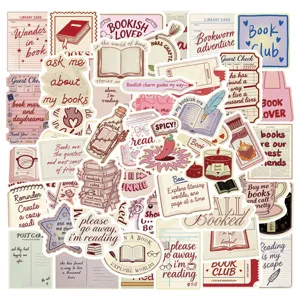 Bookish Reading Stickers Retro Aesthetic Waterproof Decals for Journal Water Bottle Laptop DIY Decoration Literary Gift