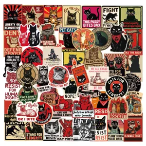 50 Pezzi Adesivi Gatto Resist Cartone Animato in PVC Impermeabile Decalcomanie in Vinile Per Laptop Bagagli Cover Telefono DIY Protesta Retrò