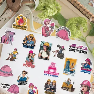 Gros plan de divers autocollants motivants Girl Power pour casques et décoration de bagages