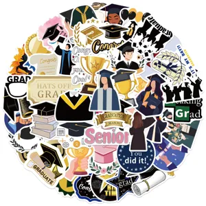 Assortimento dettagliato di vivaci adesivi impermeabili a tema laurea per decorazioni