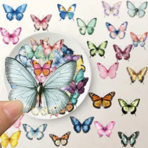 Detailed view of 50pcs waterproof PET butterfly stickers for scrapbooking and DIY crafts