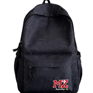 Grand sac à dos noir pour étudiant avec broderie MZ Lucky pour école et voyage