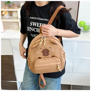 Süßer brauner Capybara-Mini-Rucksack für Mädchen, stilvoller Schulranzen für den Alltag