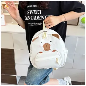 Süßer weißer Bärenrucksack für Mädchen mit Stickerei und kleinen Ohren