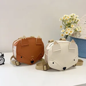 Cute Fox Shape Kids Mini Backpack Synthetic Leather Cartoon Shoulder Bag For Boys Girls Preschool Kindergarten Travel School Bag