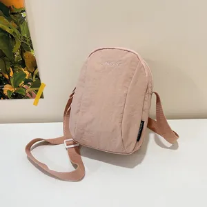 Bolso bandolera de nailon rosa impermeable para mujer, bolso de hombro ligero y casual
