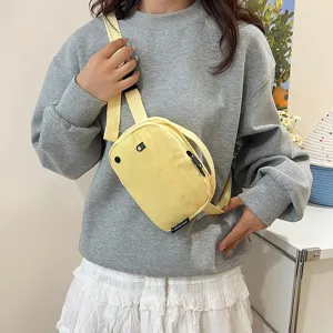 Bolso bandolera impermeable de tela Oxford amarilla simple, diseño informal versátil