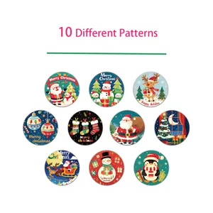 Selectie van 10 feestelijke kerststickerontwerpen voor vakantiefeestdecoraties.
