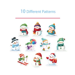 Collectie van 10 schattige cartoon kerstsneeuwpop stickers met diverse patronen