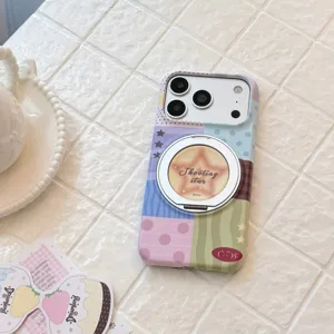 Bunte Dopamin-Stil Stern-Handyhülle mit integriertem magnetischem Drehständer für iPhone