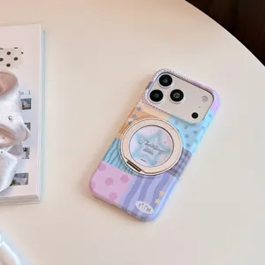 Bunte Dopamin Stern Handyhülle mit magnetischem Drehständer für iPhone Detail
