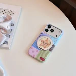 Detailansicht der farbenfrohen magnetischen iPhone-Hülle mit klappbarem Sternständer