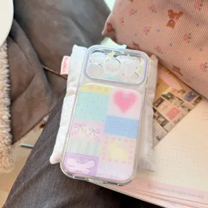 Coque de protection en résine pour iPhone, style autocollant lapin et cœur rêveur