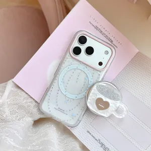 Διαφανής θήκη iPhone με μαγνητική βάση καθρέφτη φλιτζάνι καφέ και λεπτομέρειες
