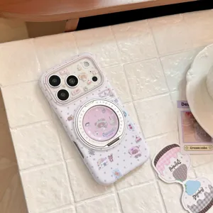 Detail van schattige beer iPhone-hoesje met magnetische ringstandaard
