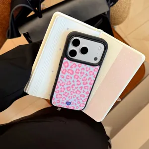 Coque de protection rigide antichoc motif léopard rose et bleu pour série iPhone