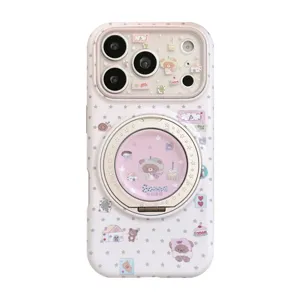 Schattige iPhone-hoes met berenpatroon en handige ingebouwde draaibare standaard