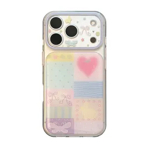 Coque iPhone en époxy style autocollant avec motifs lapins et papillons pastels