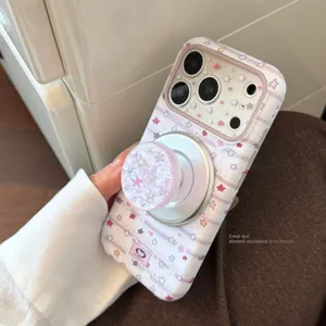 Funda Magnética Para iPhone Con Estrellas De Garabatos Con Soporte Redondo Antichoque Película Mate Rígida Accesorio Sweet Cool