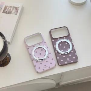 Détail de la coque iPhone à pois avec béquille à anneau magnétique intégrée