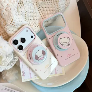 Coque de Téléphone à Support Magnétique Mignon Chiot Chaton Pour IPhone 18 17 16 15 14 13 Pro Max TPU Coque de Protection