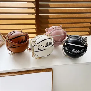 Bolso Bandolera Creativo para Mujer con Forma de Balón de Fútbol y Baloncesto Bolso de Hombro Esférico de Cuero PU con Correa de Cadena Dorada